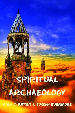 A fantasy image of mysterious archaeological structures from the book 
		Spiritual Archaeology