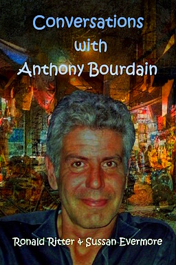The image is the book cover of Conversations with Anthony Bourdain, as Sussan 
		a channeler discusses with Tony with life as an entertainer and the reason behind his suicide.